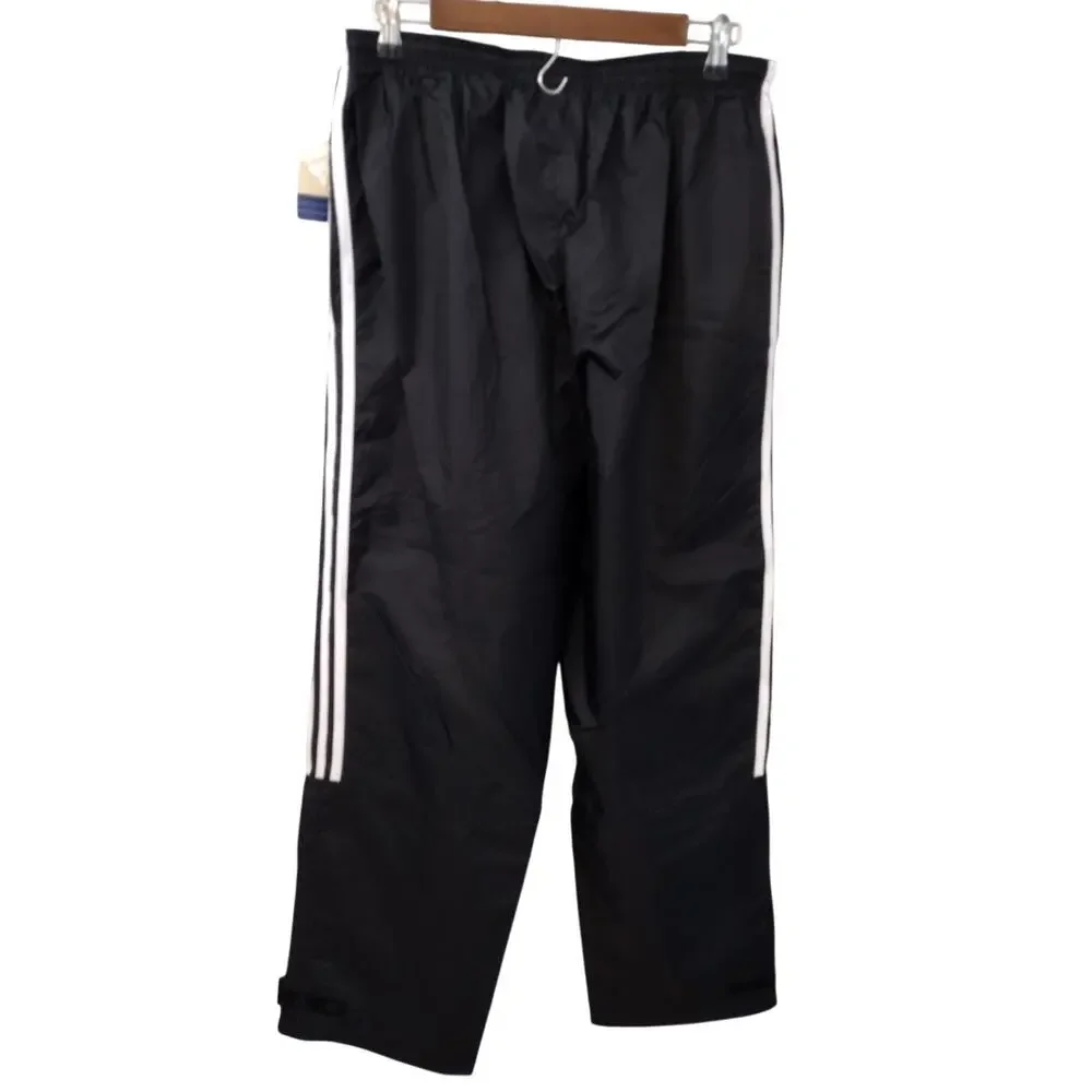 Adidas Vintage 1998 NEW DEADSTOCK Black 3-Stripe Nylon Swish Track Pants Mens XL
